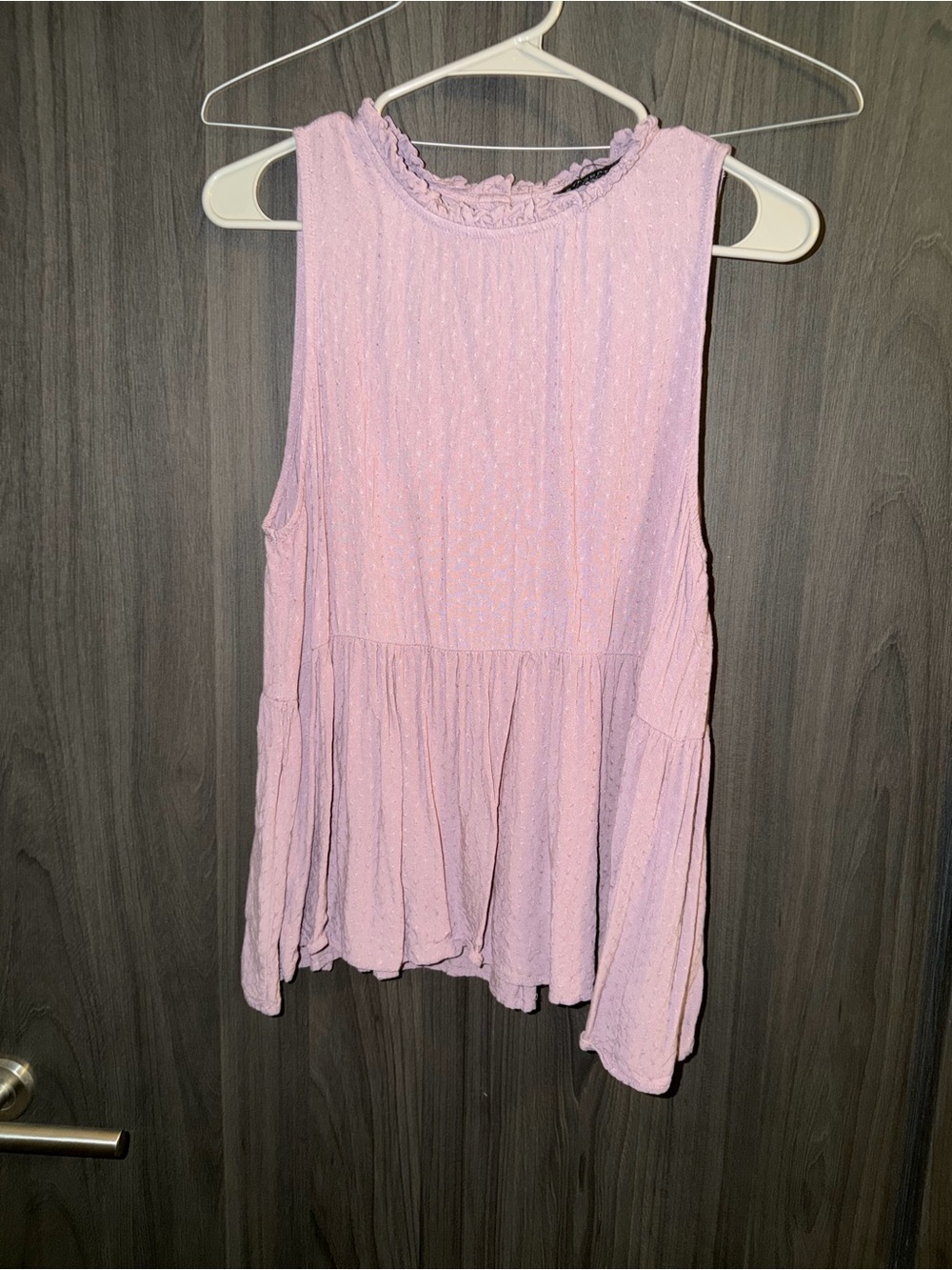 Light Pink Sleeveless Peplum Tank Top